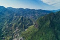 Jinguashi Aerial View - Famous travel destinations of Taiwan, panoramic birdÃ¢â¬â¢s eye view with morning blue bright sky.